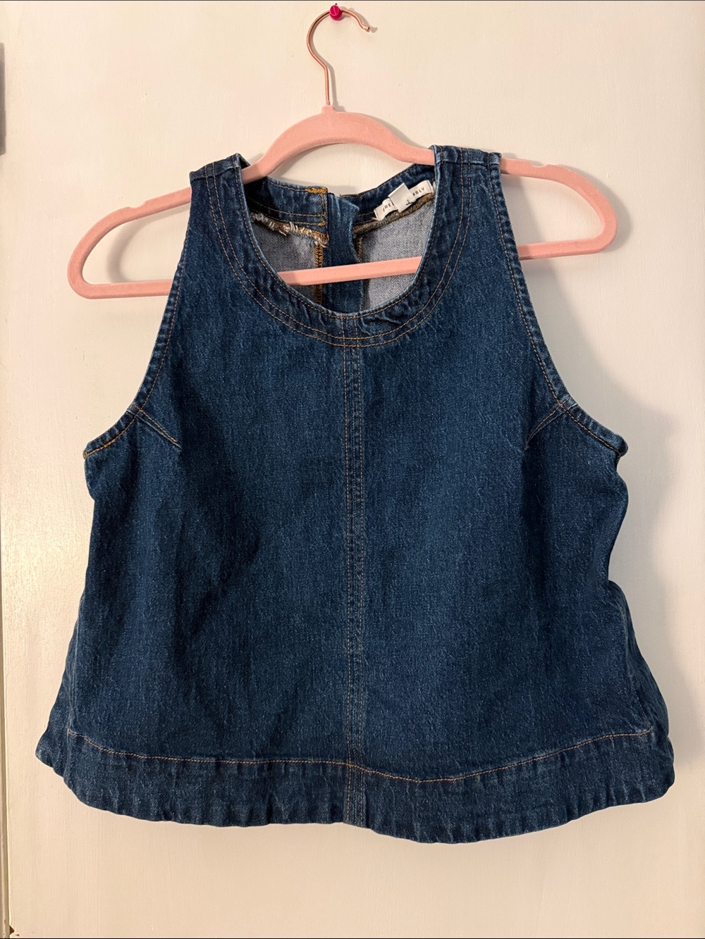 Women’s denim tank with zipper and side slits